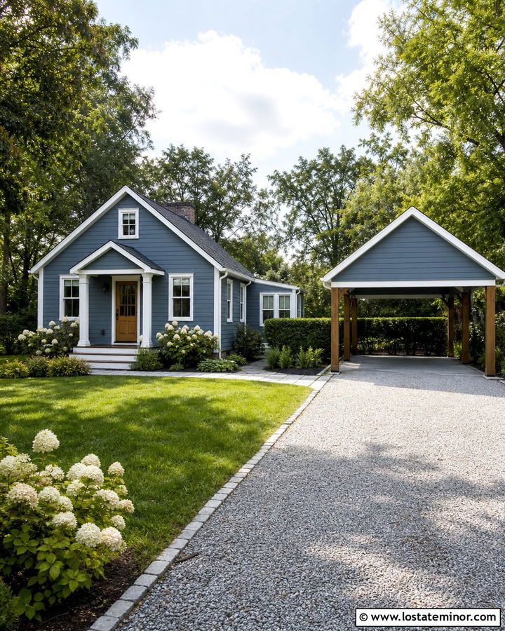 Slate Blue House With Detached Carport - 30 Slate Blue House Design With Carport Ideas