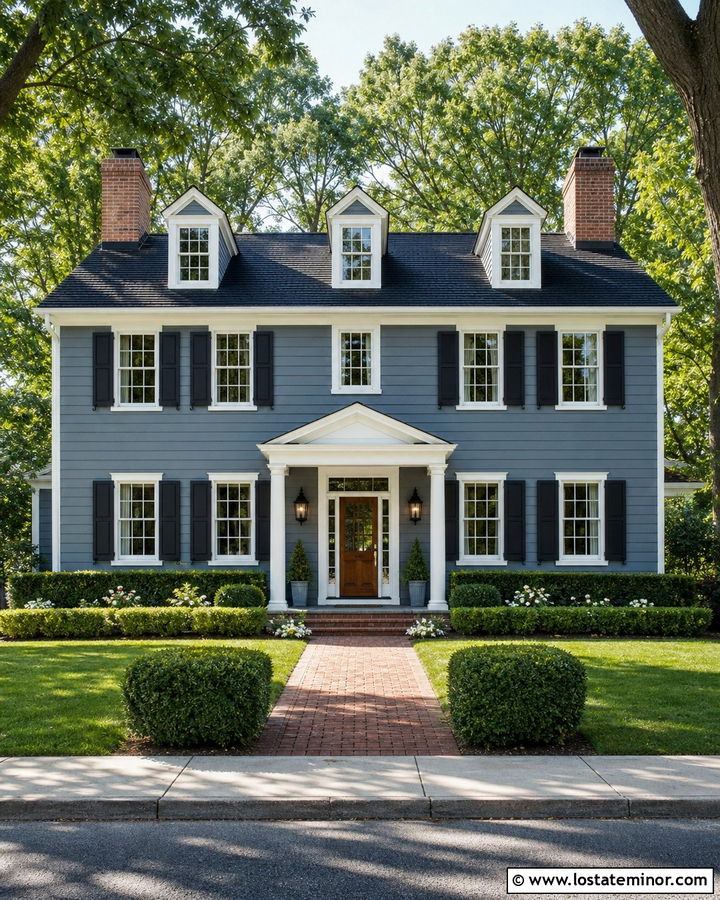 Slate Blue House With Dormer Shutters - 30 Slate Blue House Design With Dormers Ideas