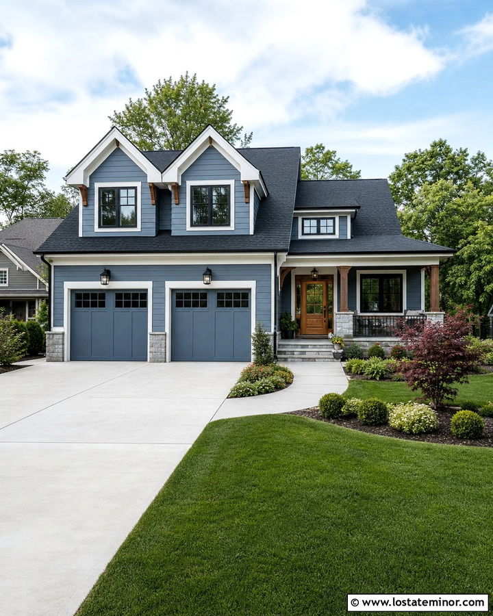 Slate Blue House With Dormers Over Garage - 30 Slate Blue House Design With Dormers Ideas