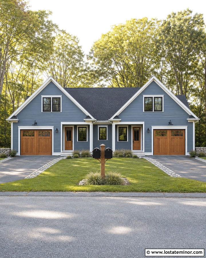 Slate Blue House With Double Mailbox Post - 30 Slate Blue House Design With Mailbox Ideas