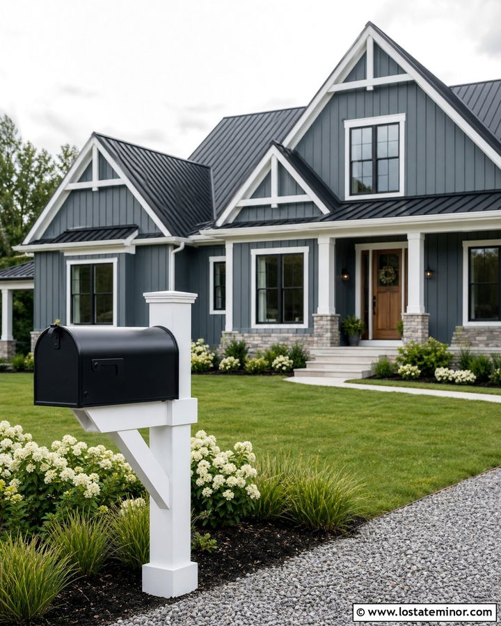 Slate Blue House With Farmhouse Mailbox - 30 Slate Blue House Design With Mailbox Ideas
