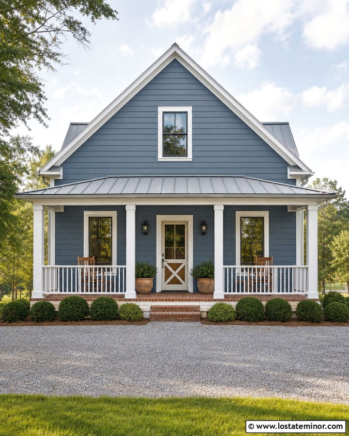 Slate Blue House With Farmhouse Screen Door - 30 Slate Blue House Design With Screen Door Ideas