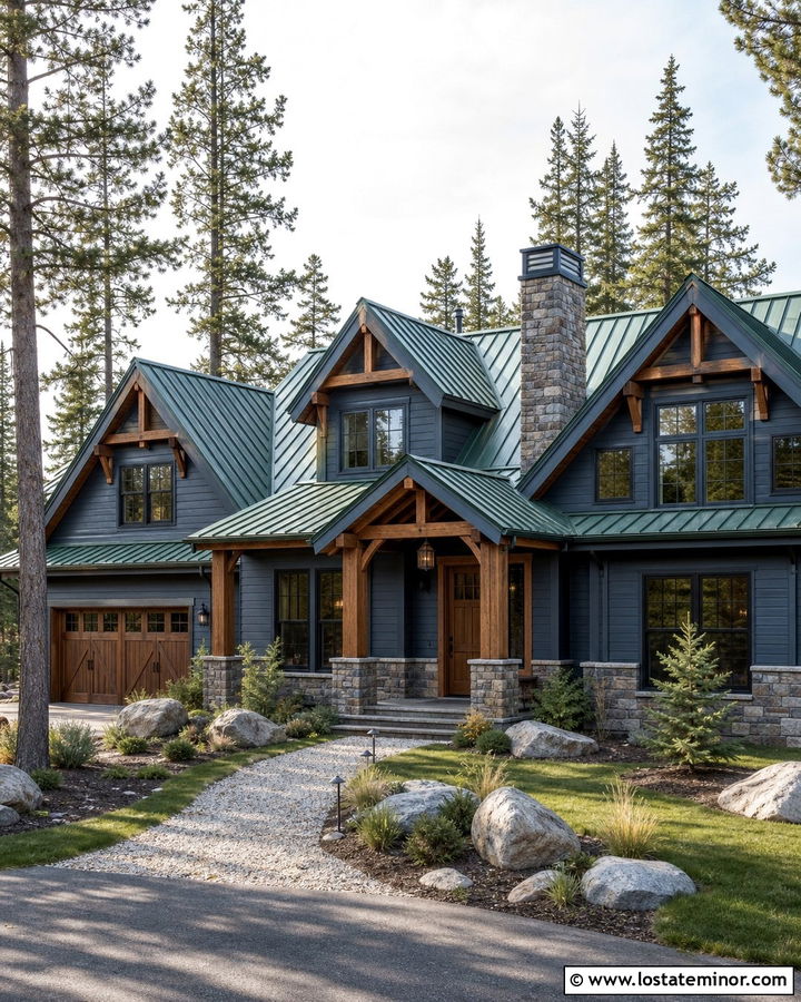 Slate Blue House With Forest Green Roof - 30 Slate Blue House Design With Roof Ideas