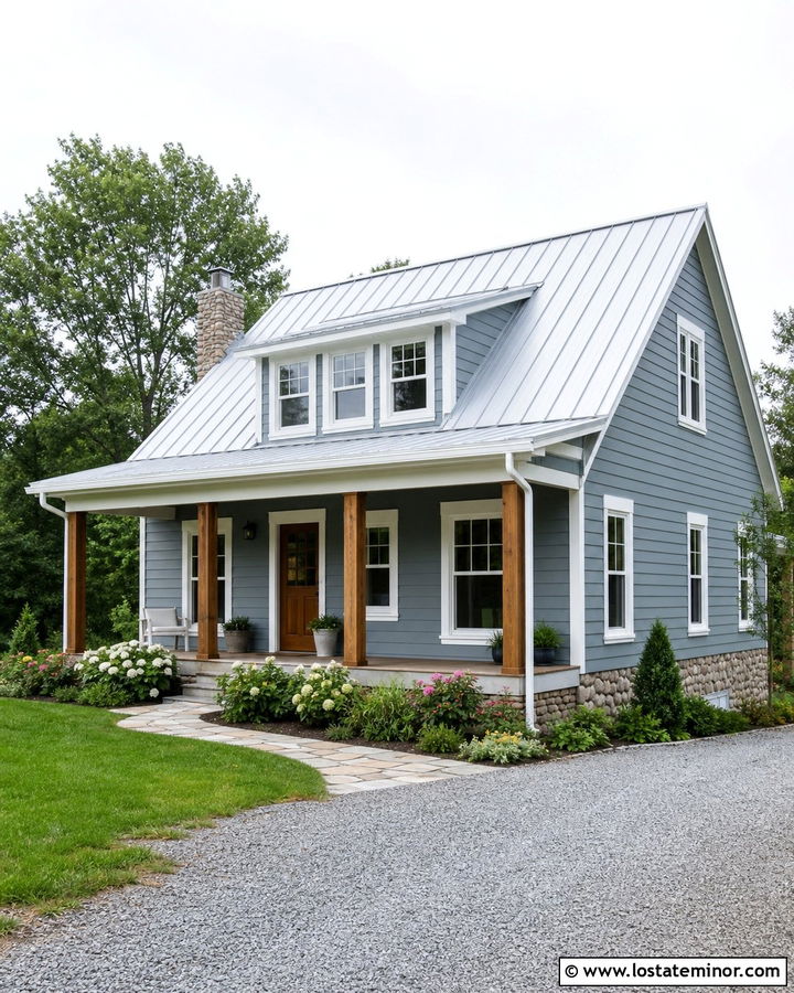 Slate Blue House With Galvanized Metal Roof - 30 Slate Blue House Design With Roof Ideas