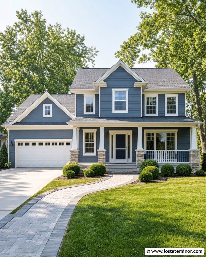Slate Blue House With Gray Roof And Screen Door - 30 Slate Blue House Design With Screen Door Ideas