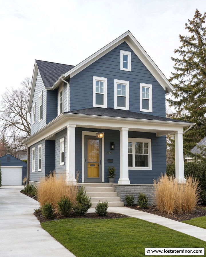 Slate Blue House With Gray Storm Door - 30 Slate Blue House Design With Storm Door Ideas