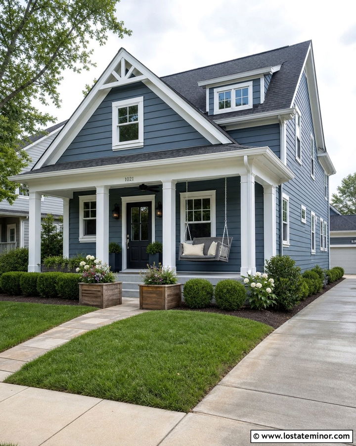 Slate Blue House With Gray Swing - 30 Slate Blue House Design With Swing Ideas