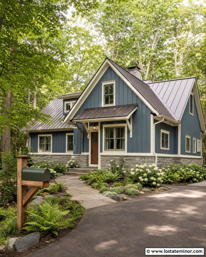 Slate Blue House With Green Mailbox - 30 Slate Blue House Design With Mailbox Ideas