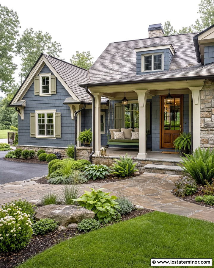 Slate Blue House With Green Swing - 30 Slate Blue House Design With Swing Ideas