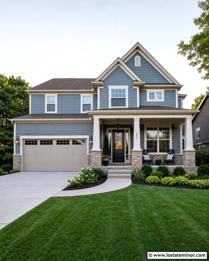 Slate Blue House With Greige Porch Ceiling - 30 Slate Blue House Design With Porch Ceiling Ideas
