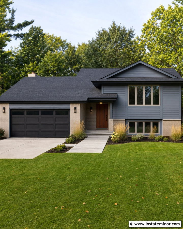 Slate Blue House With Greige Window Frames - 30 Slate Blue House Design With Window Frames Ideas
