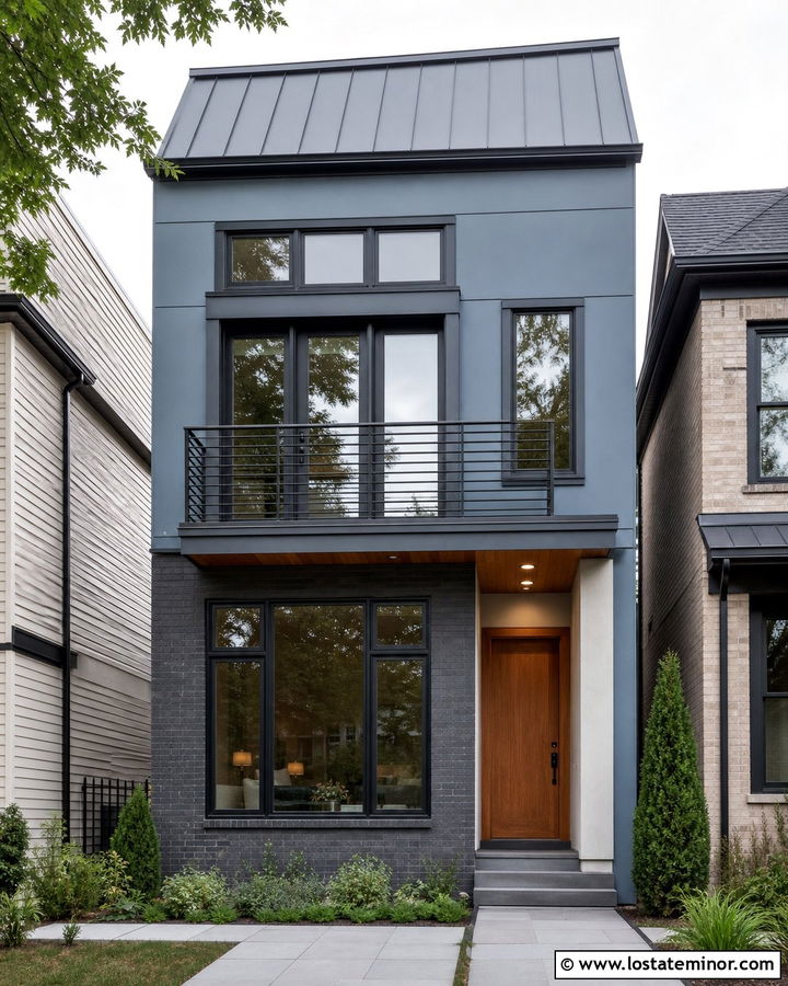 Slate Blue House With Gunmetal Window Frames - 30 Slate Blue House Design With Window Frames Ideas