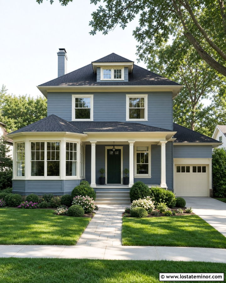 Slate Blue House With Hipped Roof Sunroom - 30 Slate Blue House Design With Sunroom Ideas