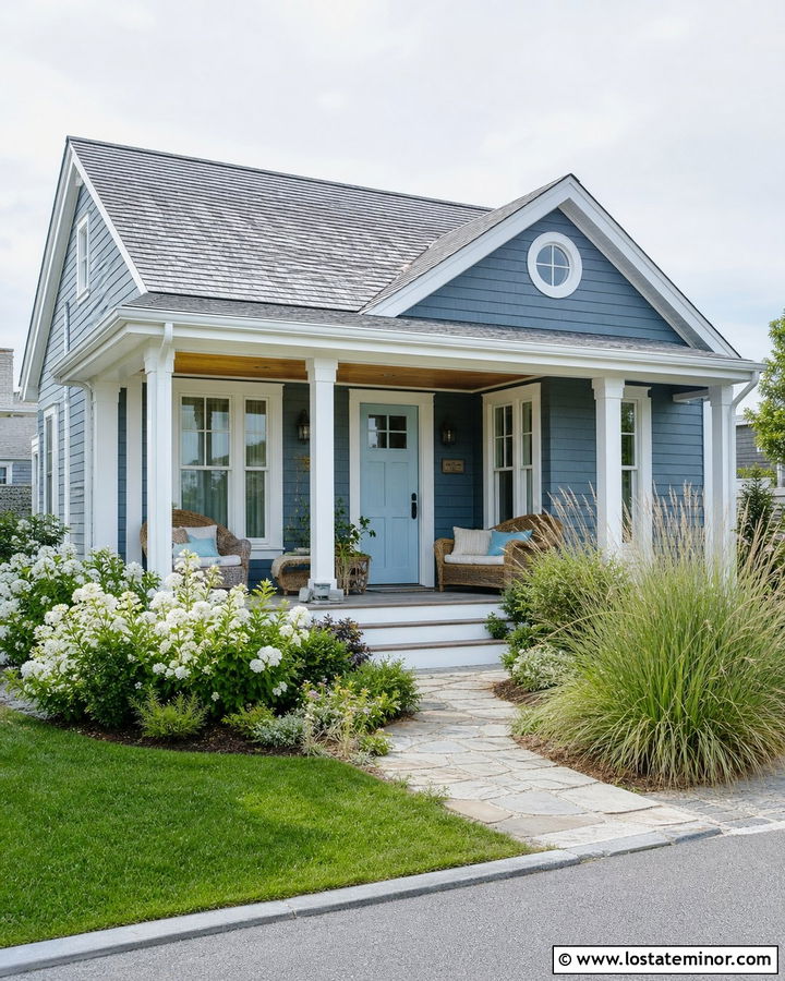Slate Blue House With Light Blue Front Door - 30 Slate Blue House Design With Entry Door Ideas