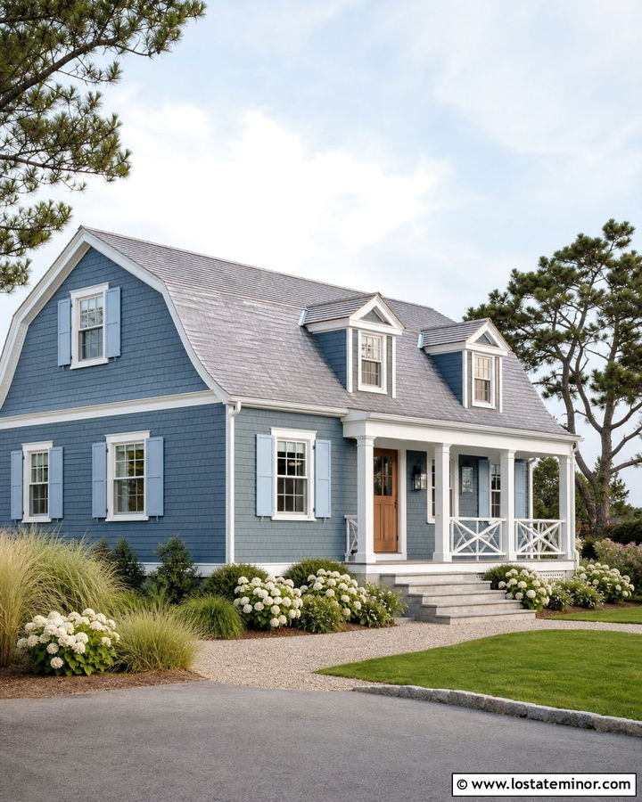Slate Blue House With Light Blue Shutters - 30 Slate Blue House Design With Shutters Ideas