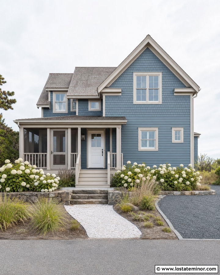 Slate Blue House With Light Gray Screen Door - 30 Slate Blue House Design With Screen Door Ideas