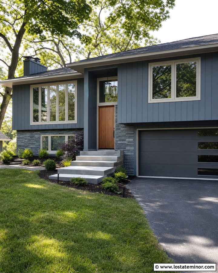Slate Blue House With Light Gray Window Frames - 30 Slate Blue House Design With Window Frames Ideas