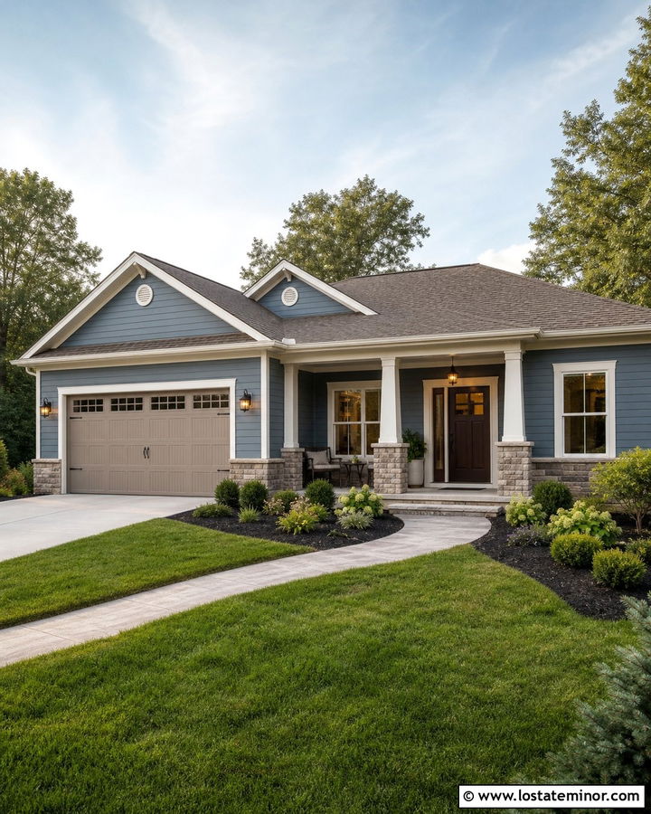 Slate Blue House With Light Taupe Porch Ceiling - 30 Slate Blue House Design With Porch Ceiling Ideas
