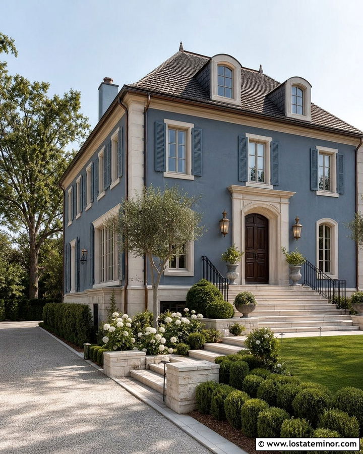 Slate Blue House With Limestone Steps - 30 Slate Blue House Design With Steps Ideas