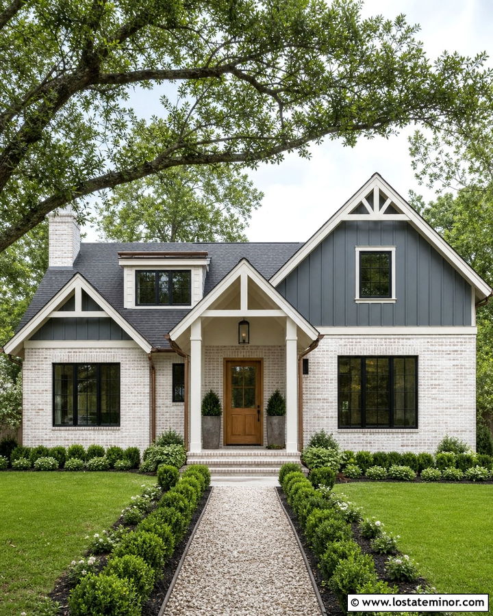 Slate Blue House With Limewashed Brick - 30 Slate Blue House Design With Siding Ideas