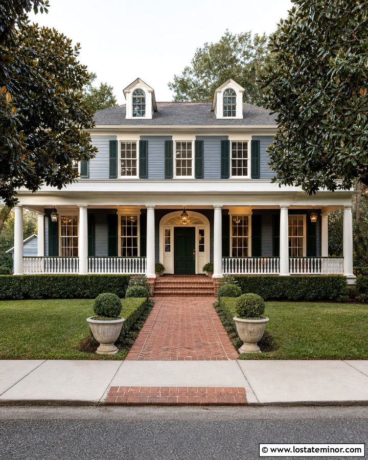 Slate Blue House With Louvered Shutters - 30 Slate Blue House Design With Shutters Ideas
