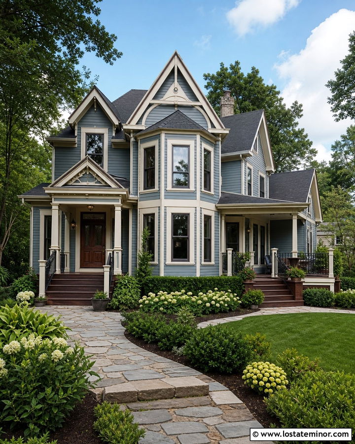 Slate Blue House With Mahogany Deck - 30 Slate Blue House Design With Deck Ideas