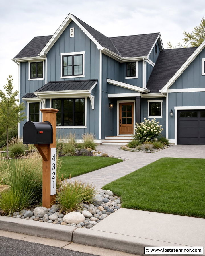 Slate Blue House With Mailbox And Address Sign - 30 Slate Blue House Design With Mailbox Ideas