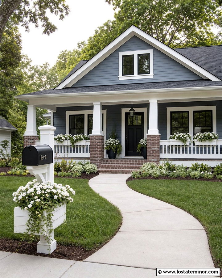 Slate Blue House With Mailbox And Planter - 30 Slate Blue House Design With Mailbox Ideas