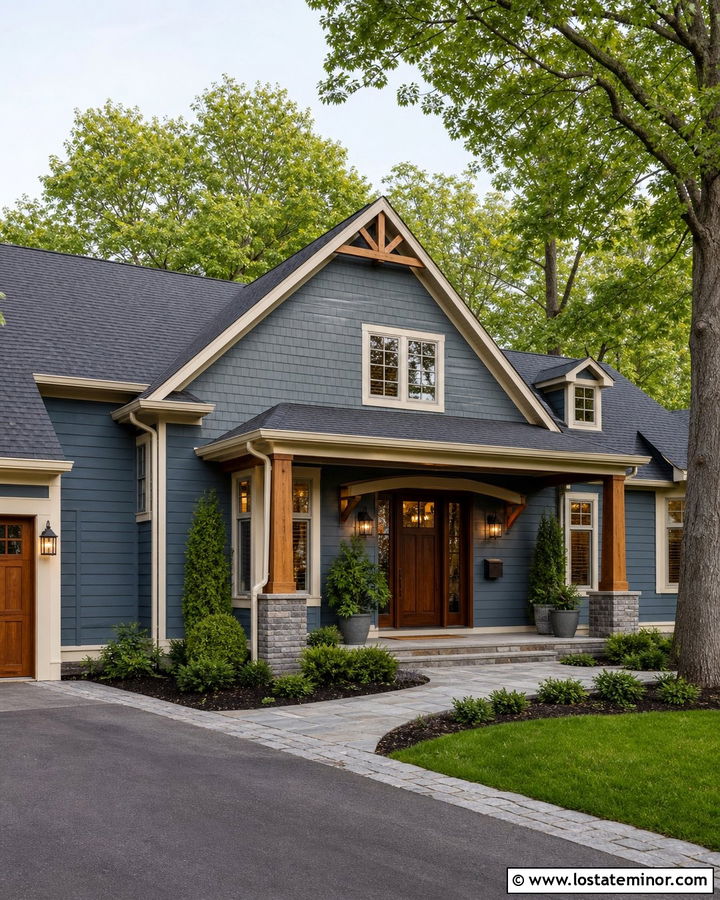 Slate Blue House With Mailbox And Porch - 30 Slate Blue House Design With Mailbox Ideas