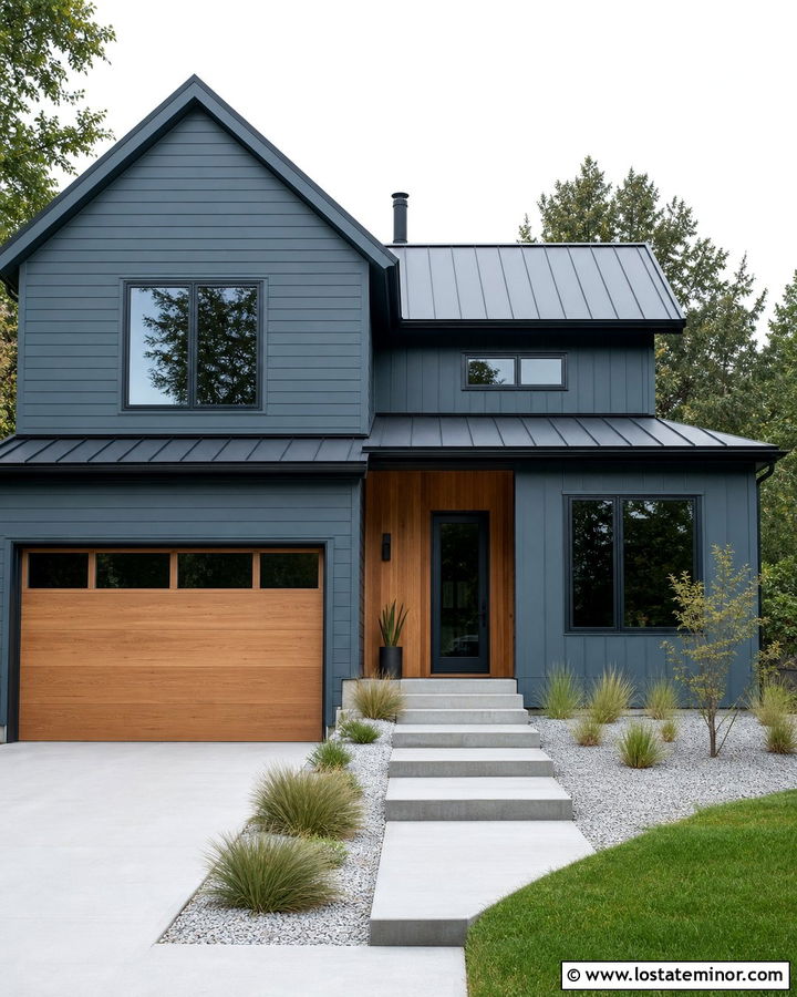 Slate Blue House With Matching Blue Window Frames - 30 Slate Blue House Design With Window Frames Ideas