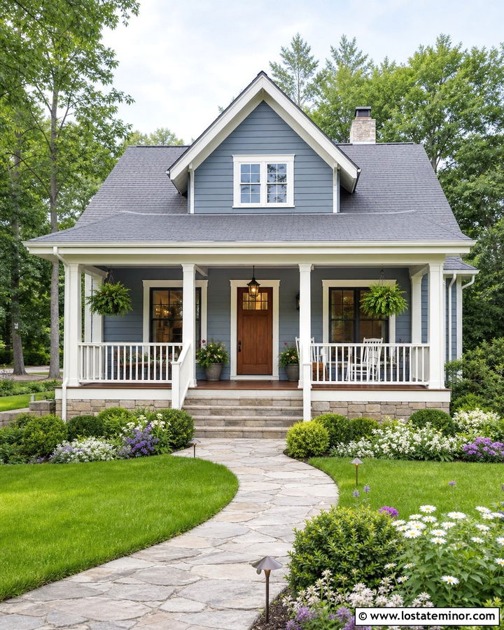 Slate Blue House With Matching Slate Blue Porch Ceiling - 30 Slate Blue House Design With Porch Ceiling Ideas