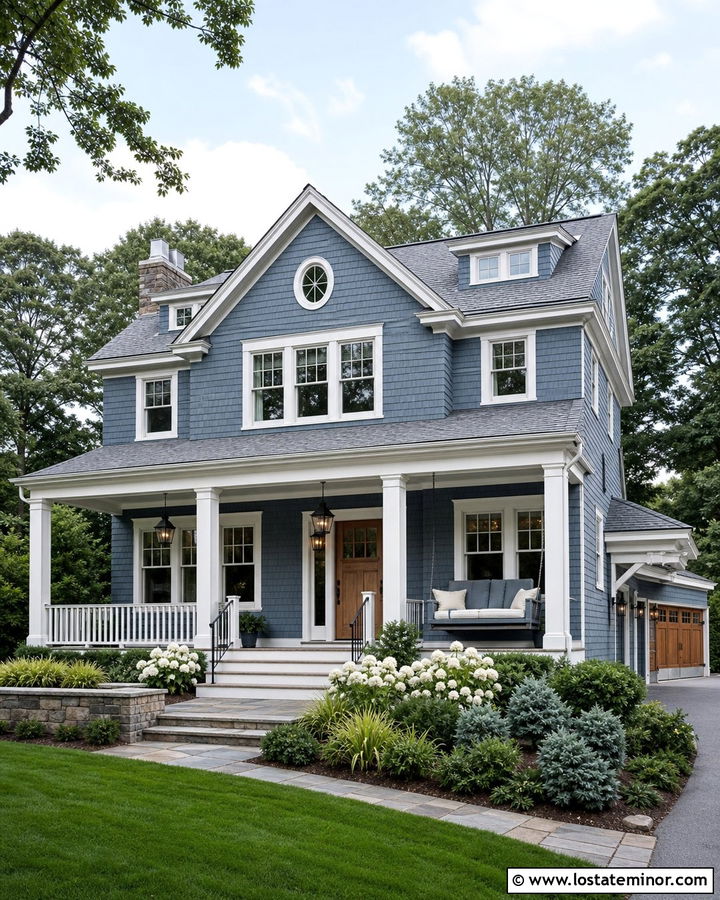 Slate Blue House With Matching Swing - 30 Slate Blue House Design With Swing Ideas
