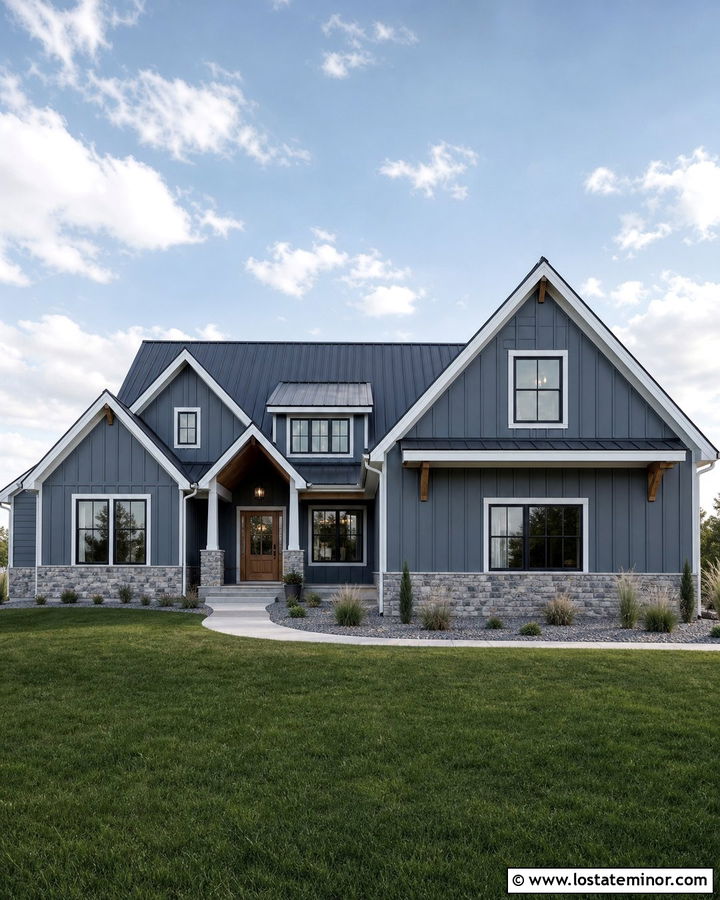 Slate Blue House With Metal Roof - 30 Slate Blue House Design With Siding Ideas
