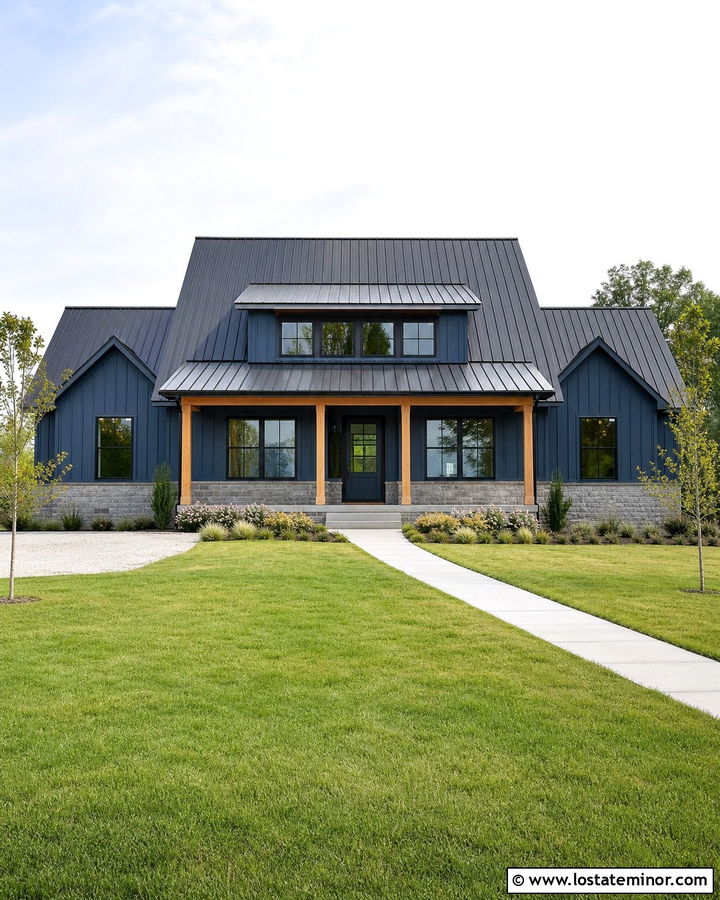 Slate Blue House With Metal Shed Dormers - 30 Slate Blue House Design With Dormers Ideas