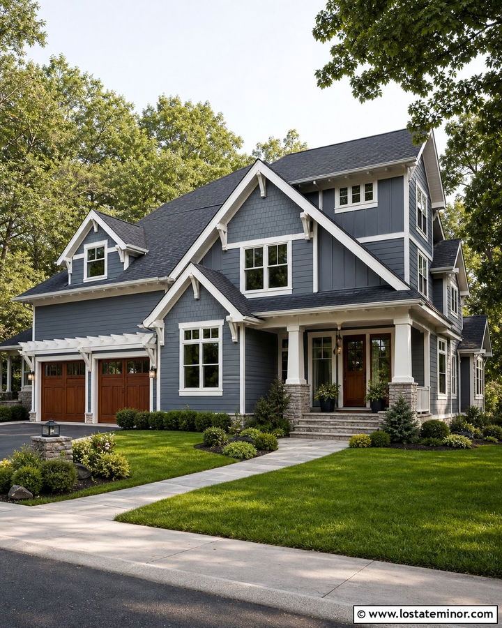 Slate Blue House With Mixed Siding - 30 Slate Blue House Design With Siding Ideas