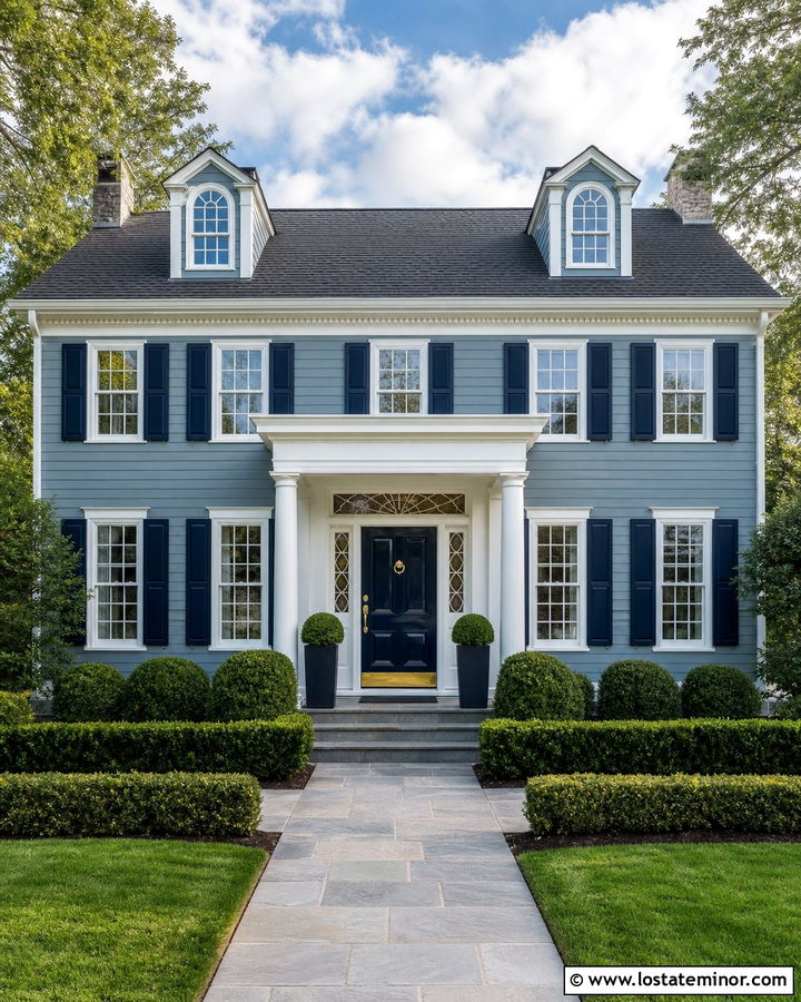 Slate Blue House With Navy Front Door - 30 Slate Blue House Design With Front Door Ideas