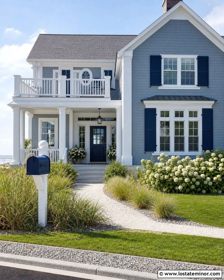 Slate Blue House With Navy Mailbox - 30 Slate Blue House Design With Mailbox Ideas
