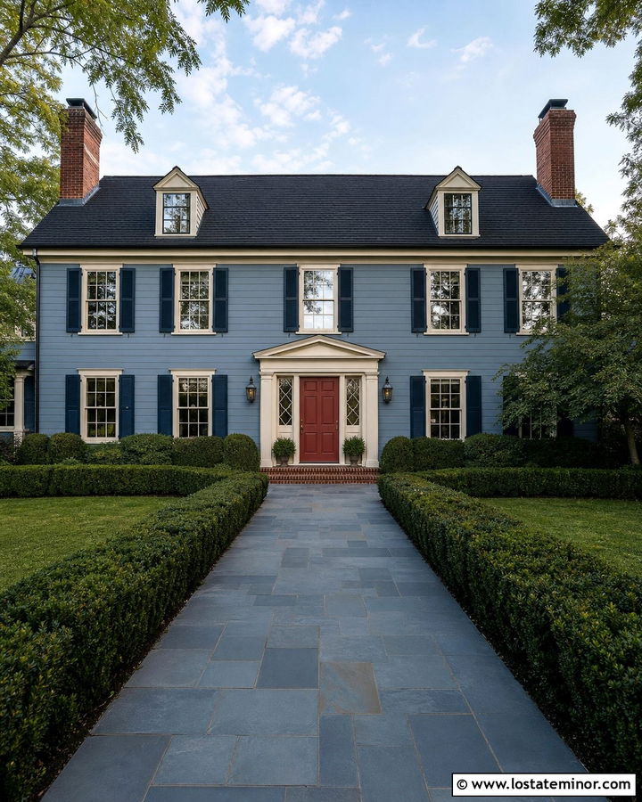 Slate Blue House With Navy Shutters - 30 Slate Blue House Design With Shutters Ideas
