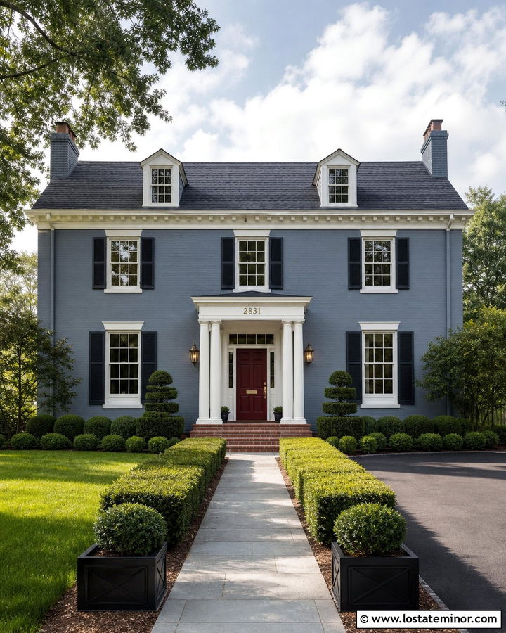 Slate Blue House With Numbers Above The Door - 30 Slate Blue House Design With House Numbers Ideas