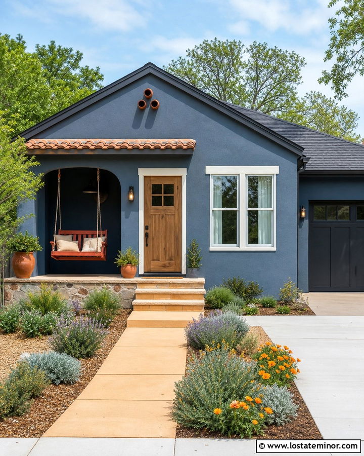 Slate Blue House With Orange Swing - 30 Slate Blue House Design With Swing Ideas