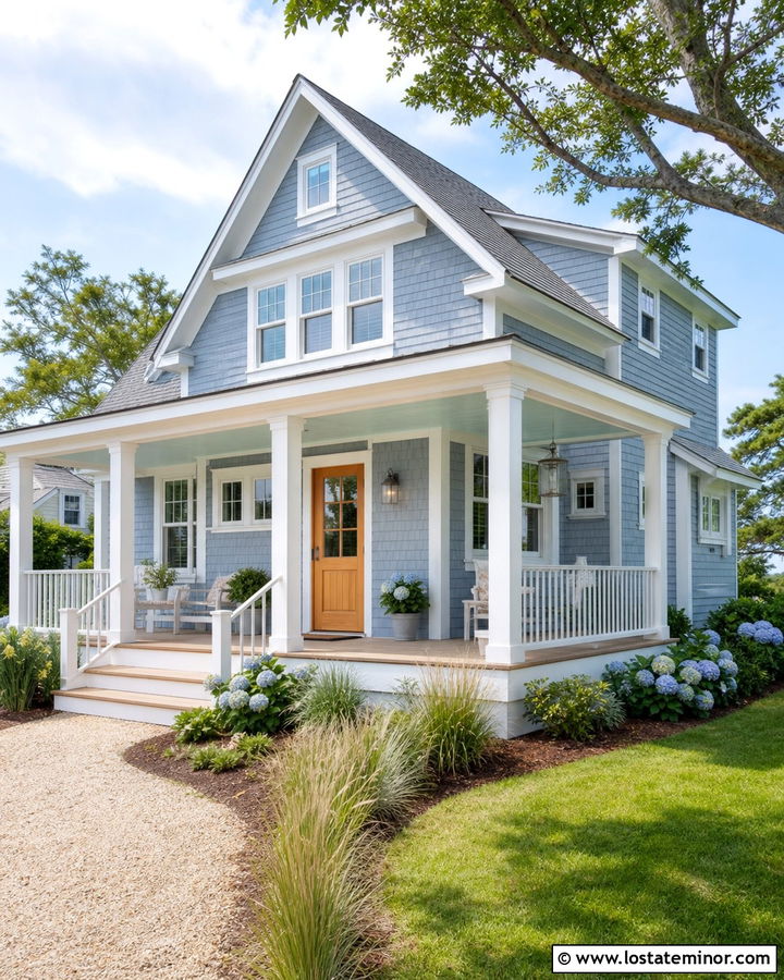 Slate Blue House With Pale Aqua Porch Ceiling - 30 Slate Blue House Design With Porch Ceiling Ideas