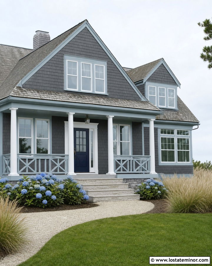 Slate Blue House With Pale Blue Trim - 30 Slate Blue House Design With Trim Ideas