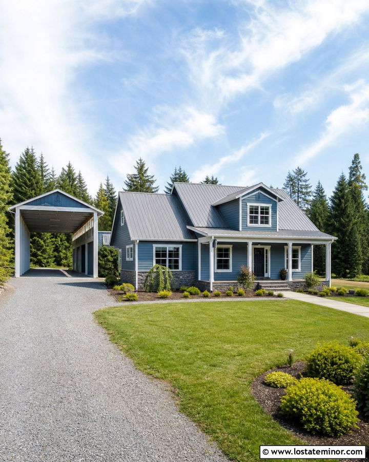 Slate Blue House With RV Carport - 30 Slate Blue House Design With Carport Ideas