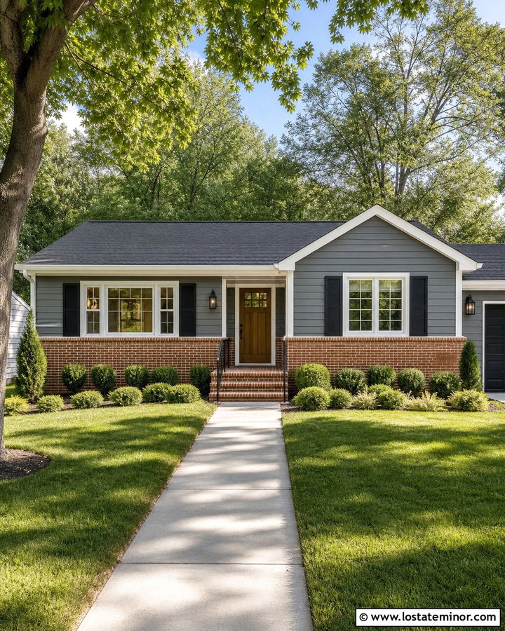 Slate Blue House With Red Brick - 30 Slate Blue House Design With Siding Ideas
