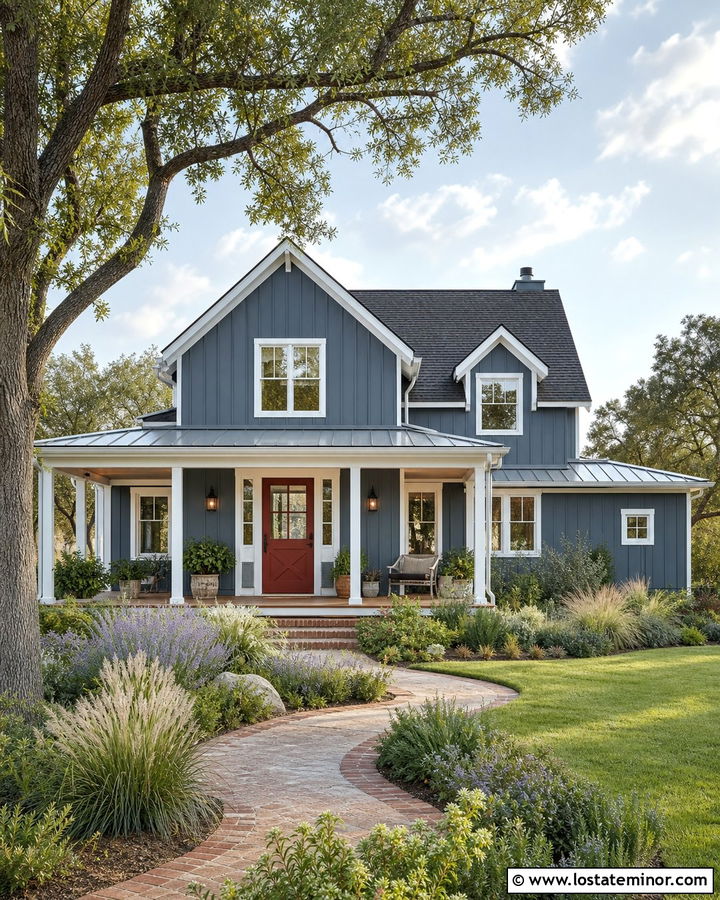 Slate Blue House With Red Dutch Door - 30 Slate Blue House Design With Front Door Ideas