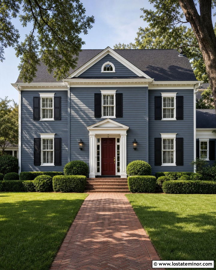 Slate Blue House With Red Front Door - 30 Slate Blue House Design With Siding Ideas