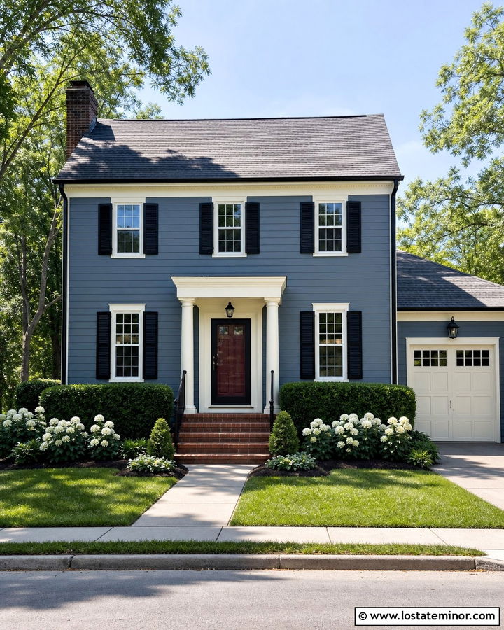 Slate Blue House With Red Front Door And Black Storm Door - 30 Slate Blue House Design With Storm Door Ideas