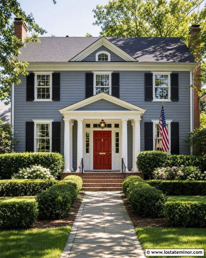 Slate Blue House With Red Front Door - 30 Slate Blue House Design With Entry Door Ideas