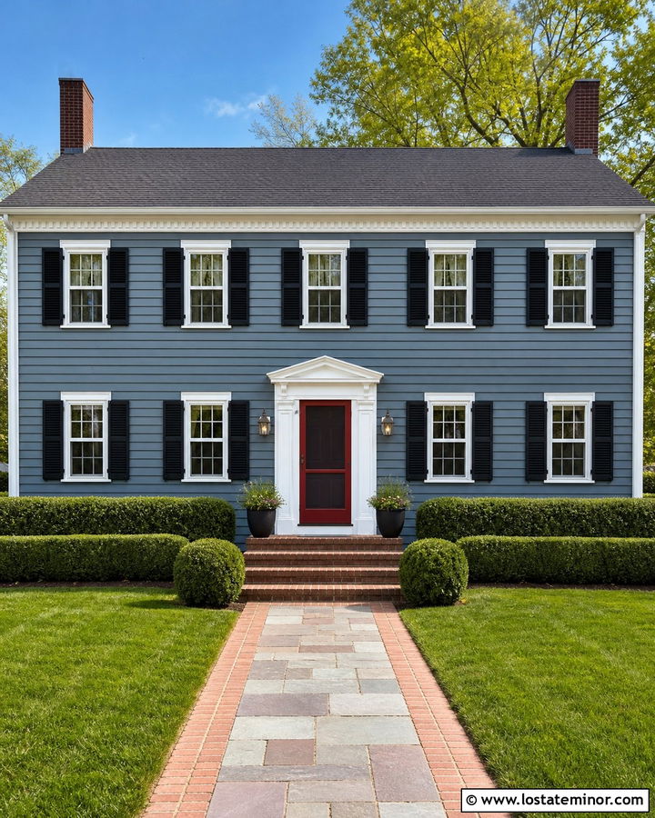 Slate Blue House With Red Screen Door - 30 Slate Blue House Design With Screen Door Ideas