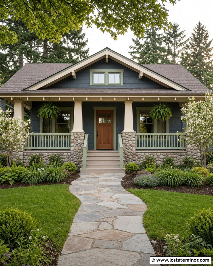 Slate Blue House With Sage Green Trim - 30 Slate Blue House Design With Trim Ideas